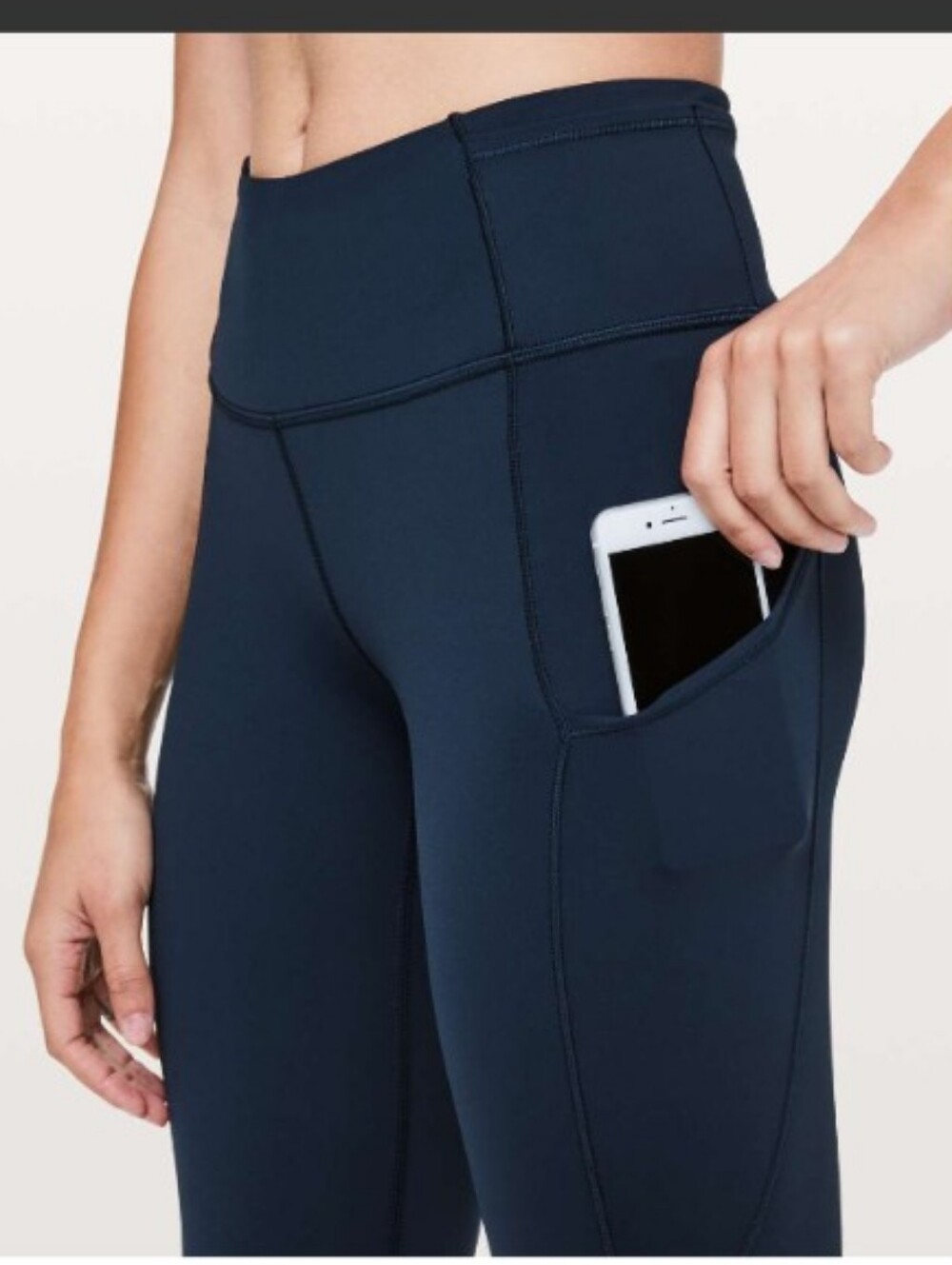 Lululemon Fast & Free Crop Leggings Nulux 19" True Navy Size 6 Running Capri - Picture 3 of 6